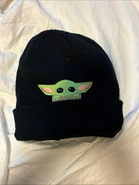 Star Wars Kids Black Beanie with Green Grogu Patch